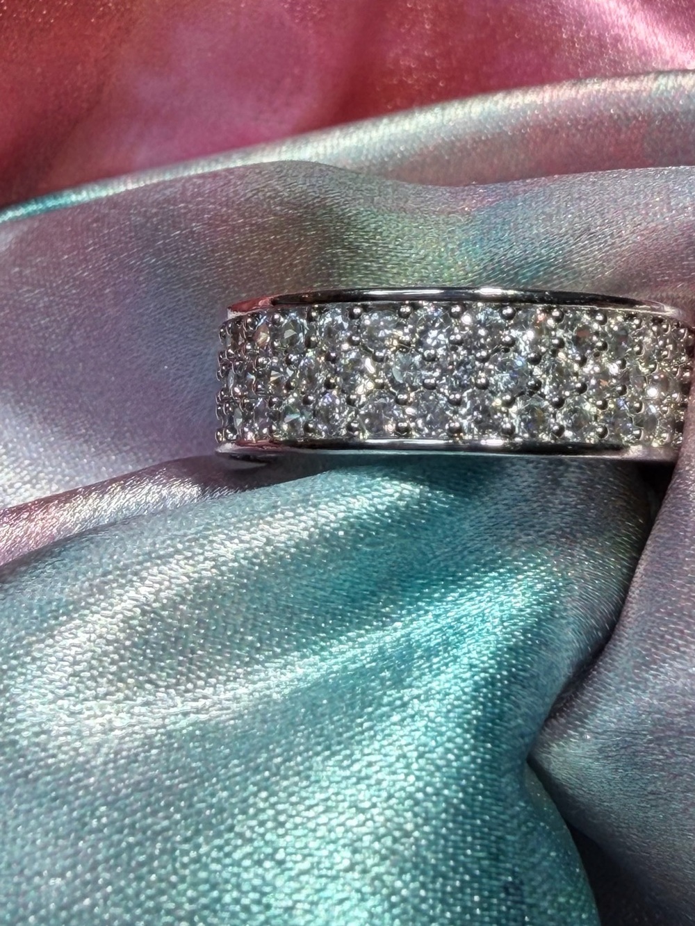 New Shimmering Moissanite Pavé' Classic and Sophisticated Eternity Band - Picture 5 of 6